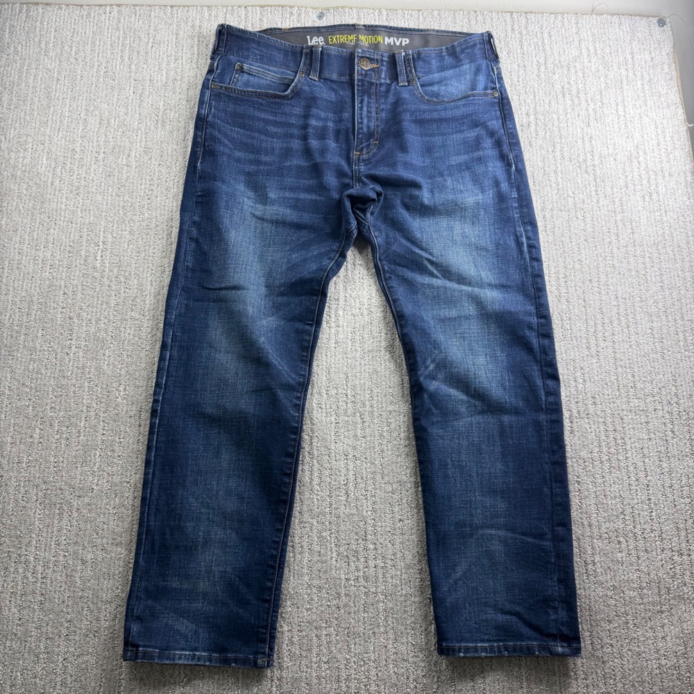 Lee Extreme Motion MVP Slim Straight Jeans Mens Size 36x29 Blue 102018461